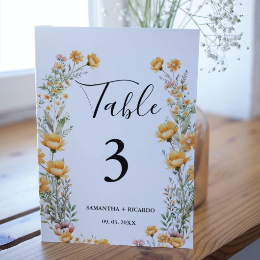 Elegant Boho Weadow Ivory Wildblume Wedding Tab Tischnummer