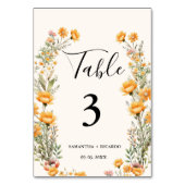Elegant Boho Weadow Ivory Wildblume Wedding Tab Tischnummer (Rückseite)