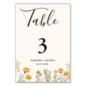 Elegant Boho Weadow Ivory Wildblume Wedding Tischnummer (Rückseite)