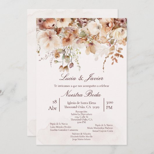 Elegant Boho Wedding Einladung (Vorne/Hinten)