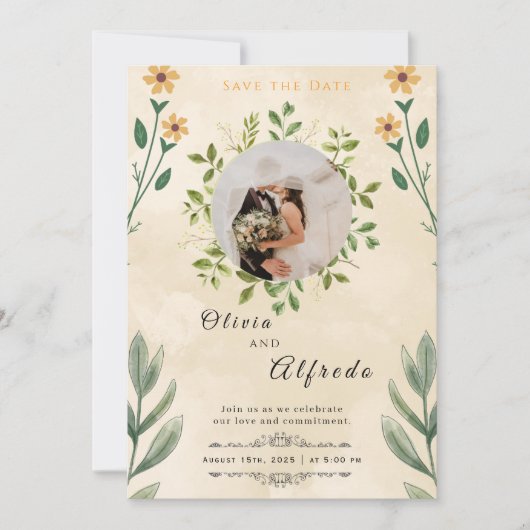 Elegant Boho Wedding Invitation – PersonInvitation Einladung (Vorderseite)