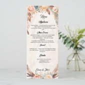 Elegant Boho Wedding Menu Menükarte (Stehend Vorderseite)