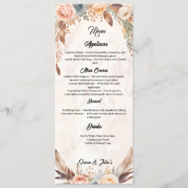 Elegant Boho Wedding Menu Menükarte