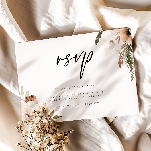 Elegant Boho Wedding QR Code UAWG Response Card RSVP Karte