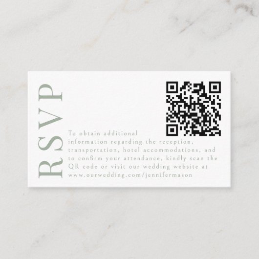 Elegant Boho Wedding RSVP QR-Codekarten Begleitkarte (Vorderseite)