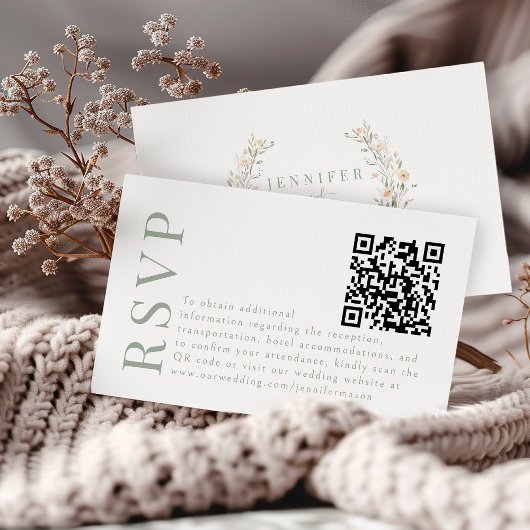 Elegant Boho Wedding RSVP QR-Codekarten Begleitkarte
