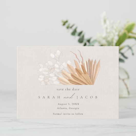 Elegant Boho Wedding Save The Date (Stehend Vorderseite)