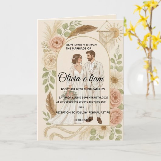 Elegant Boho Wedding Stationery Suite - Olivia & L Karte (Gelbe Blume)