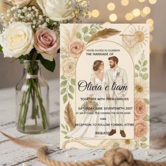 Elegant Boho Wedding Stationery Suite - Olivia & L Karte