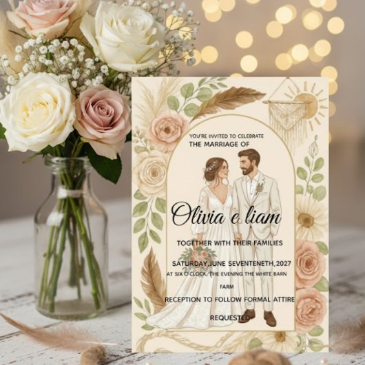 Elegant Boho Wedding Stationery Suite - Olivia & L Karte