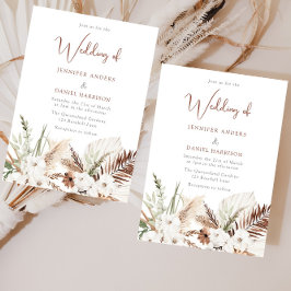 Elegant Boho Wedding: Weiße Flora Terracotta Einladung