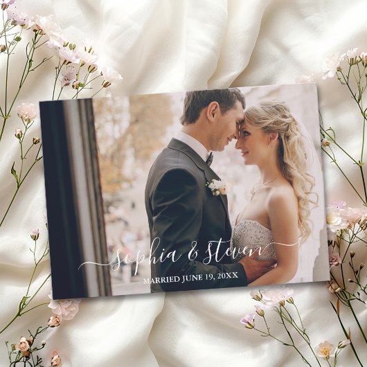 Elegant Boho Wedding with Beige & Yellow Flowers Dankeskarte