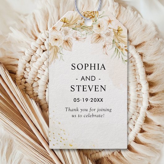 Elegant Boho Wedding with Beige & Yellow Flowers Geschenkanhänger