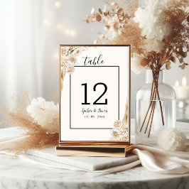Elegant Boho Wedding with Beige & Yellow Flowers Tischnummer