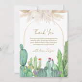 Elegant Boho Western Cactus Arch Baby Shower Dankeskarte (Vorderseite)