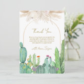 Elegant Boho Western Cactus Arch Baby Shower Dankeskarte (Stehend Vorderseite)
