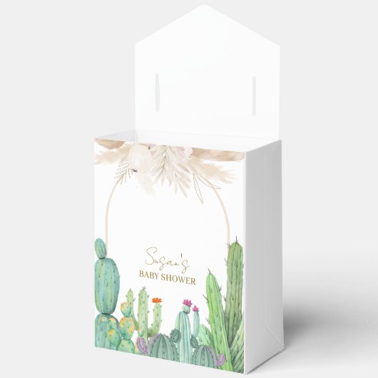 Elegant Boho Western Cactus Arch Baby Shower Geschenkschachtel (Offen)