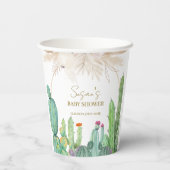 Elegant Boho Western Cactus Arch Baby Shower Pappbecher (Rückseite)