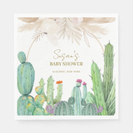 Elegant Boho Western Cactus Arch Baby Shower Serviette