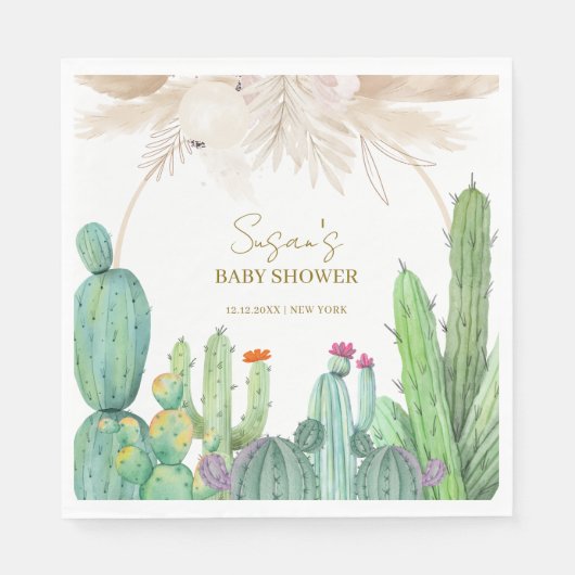 Elegant Boho Western Cactus Arch Baby Shower Serviette (Vorderseite)