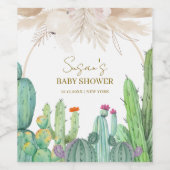 Elegant Boho Western Cactus Arch Baby Shower Weinetikett (Einzelnes Label)