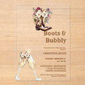 Elegant Boho Western Cowboy Bridal Shower Acryleinladungen (Vorderseite)