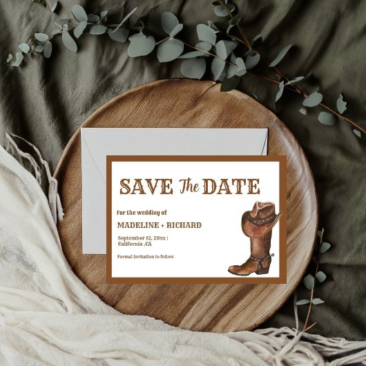 Elegant Boho Western Cowboy Wedding Save the date Einladung