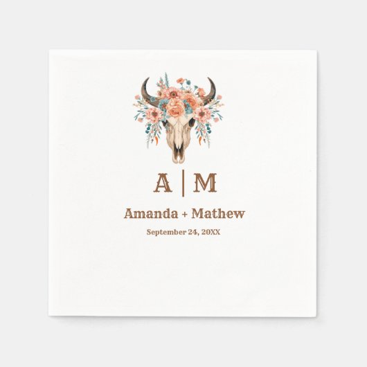 Elegant Boho Western Cowboy Wedding Serviette (Vorderseite)