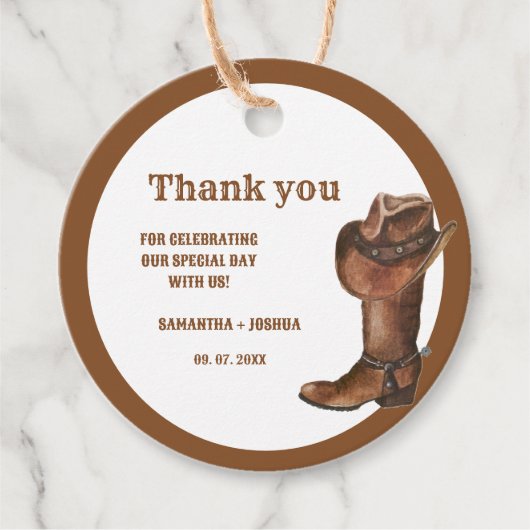 Elegant Boho Western Cowboy Wedding Vielen Dank Geschenkanhänger (Vorderseite)