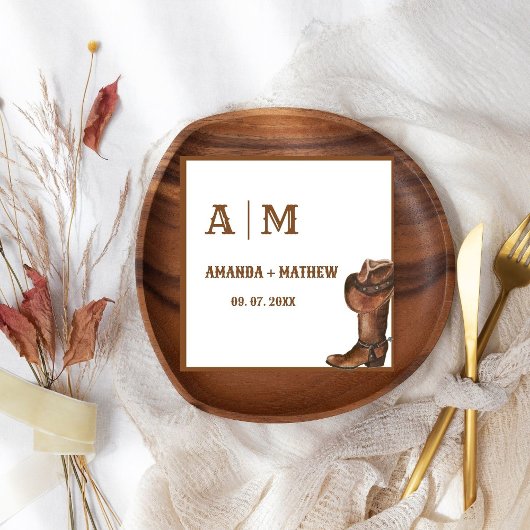 Elegant Boho Western Cowboy Wedding Vielen Dank Serviette