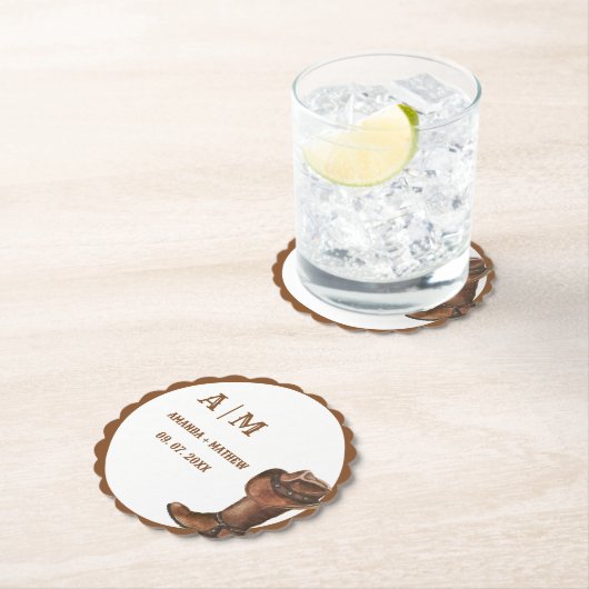 Elegant Boho Western Cowboy Wedding Vielen Dank Untersetzer (Vor Ort)