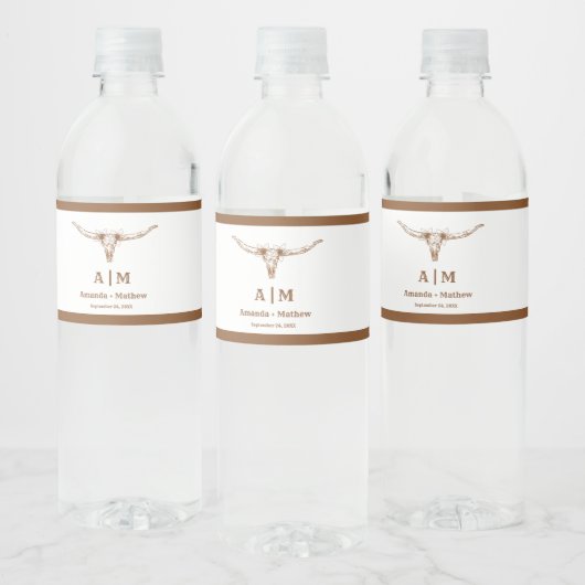 Elegant Boho Western Cowboy Wedding Wasserflaschenetikett (Flaschen)