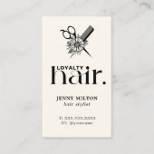 Elegant Boho White Black Scissors Hair Stylist Visitenkarte (Vorderseite)