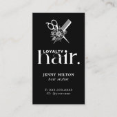 Elegant Boho White Black Scissors Hair Stylist Visitenkarte (Vorderseite)