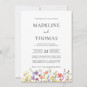 Elegant Boho Wild Blume Foto Wedding Einladung (Vorderseite)