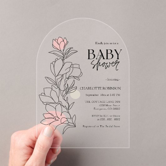 Elegant Boho Wildblume Baby Shower Acryleinladungen (Insitu (Handheld))
