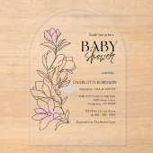 Elegant Boho Wildblume Baby Shower Acryleinladungen (Vorderseite)