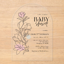 Elegant Boho Wildblume Baby Shower Acryleinladungen