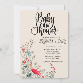 Elegant Boho Wildblume Baby Shower Einladung