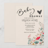 Elegant Boho Wildblume Baby Shower Einladung (Vorne/Hinten)