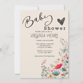 Elegant Boho Wildblume Baby Shower Einladung