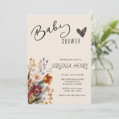 Elegant Boho Wildblume Baby Shower Einladung (Stehend Vorderseite)