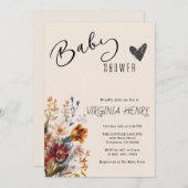 Elegant Boho Wildblume Baby Shower Einladung (Vorne/Hinten)