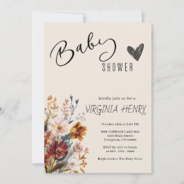 Elegant Boho Wildblume Baby Shower Einladung