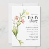 Elegant Boho Wildblume Baby Shower Einladung (Vorderseite)
