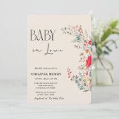 Elegant Boho Wildblume Baby Shower Einladung (Stehend Vorderseite)