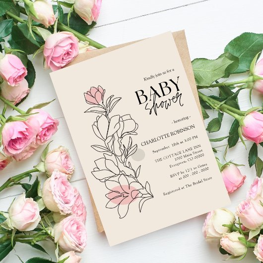 Elegant Boho Wildblume Baby Shower Einladung