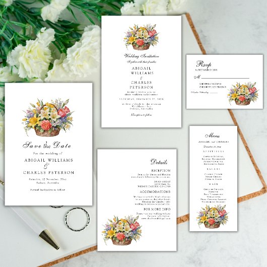 Elegant Boho Wildblume Bloom Save the Date