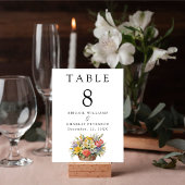 Elegant Boho Wildblume Bloom Tischnummer