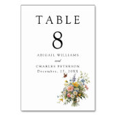 Elegant Boho Wildblume Bloom Tischnummer (Rückseite)
